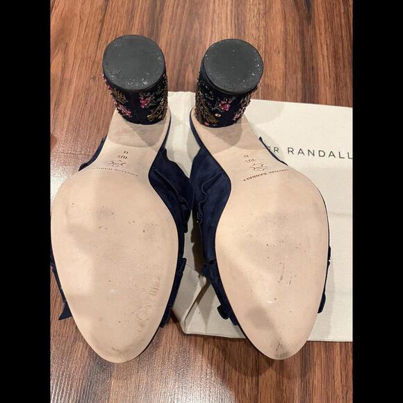 Loeffler Randall Kaya Sequins Suede Sandals 10.5 Open Toe Mule $495